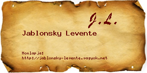 Jablonsky Levente névjegykártya